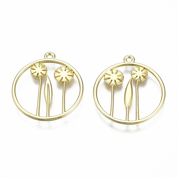 PandaHall Rack Plating Alloy Pendants, Cadmium Free & Lead Free, Hollow, Ring with Flower, Light Gold, 25x22x1mm, Hole: 1.4mm Alloy Ring
PandaHall Rack Plating Alloy Pendants, Cadmium Free & Lead Free, Hollow, Ring with Flower, Light Gold, 25x22x1mm, Hole: 1.4mm Alloy Ring