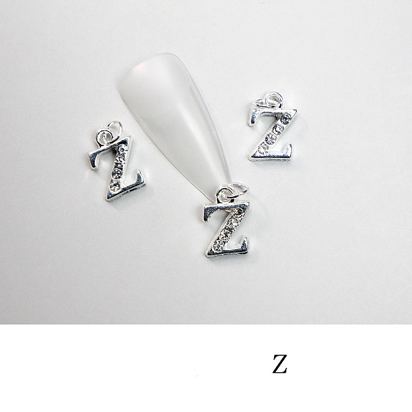 PandaHall Alloy Rhinestone Cabochons, Nail Art Decoration Accessories, with Jump Ring, Letter, Platinum, Letter.Z, 11~14x5~12mm..., Clear
PandaHall Alloy Rhinestone Cabochons, Nail Art Decoration Accessories, with Jump Ring, Letter, Platinum, Letter.Z, 11~14x5~12mm..., Clear