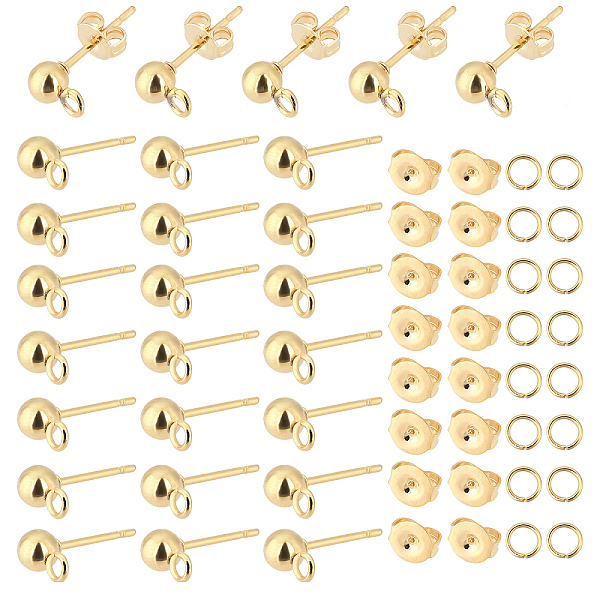 PandaHall 18K Gold Stud Earrings, 100pcs Ball Earring Post with Loop Stainless Steel Earring Components 100Pcs Open Jump Rings 100Pcs Ear...
PandaHall 18K Gold Stud Earrings, 100pcs Ball Earring Post with Loop Stainless Steel Earring Components 100Pcs Open Jump Rings 100Pcs Ear...