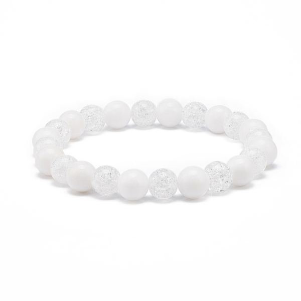 PandaHall Natural White Jade & Synthetic Crackle Quartz Round Beaded Stretch Bracelet for Women, Snow, Inner Diameter: 2-1/8 inch(5.4cm)...
PandaHall Natural White Jade & Synthetic Crackle Quartz Round Beaded Stretch Bracelet for Women, Snow, Inner Diameter: 2-1/8 inch(5.4cm)...