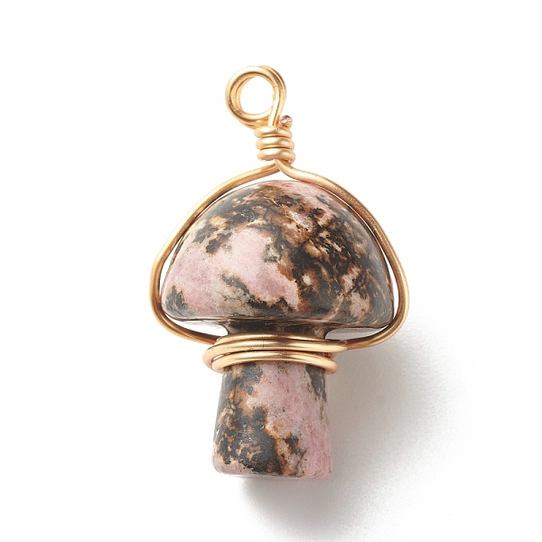 PandaHall Natural Rhodonite Pendants, with Real 18K Gold Plated Eco-Friendly Copper Wire Wrapped, Mushroom, 28~32x16~17x16~17mm, Hole: 3mm...
PandaHall Natural Rhodonite Pendants, with Real 18K Gold Plated Eco-Friendly Copper Wire Wrapped, Mushroom, 28~32x16~17x16~17mm, Hole: 3mm...
