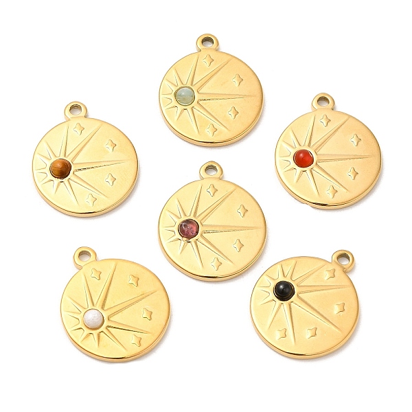 PandaHall Ion Plating(IP) 316 Stainless Steel Flat Round Pendants, Natural Mixed Stone Sun Charms, Real 24K Gold Plated, 21.5x18x4mm, Hole...
PandaHall Ion Plating(IP) 316 Stainless Steel Flat Round Pendants, Natural Mixed Stone Sun Charms, Real 24K Gold Plated, 21.5x18x4mm, Hole...