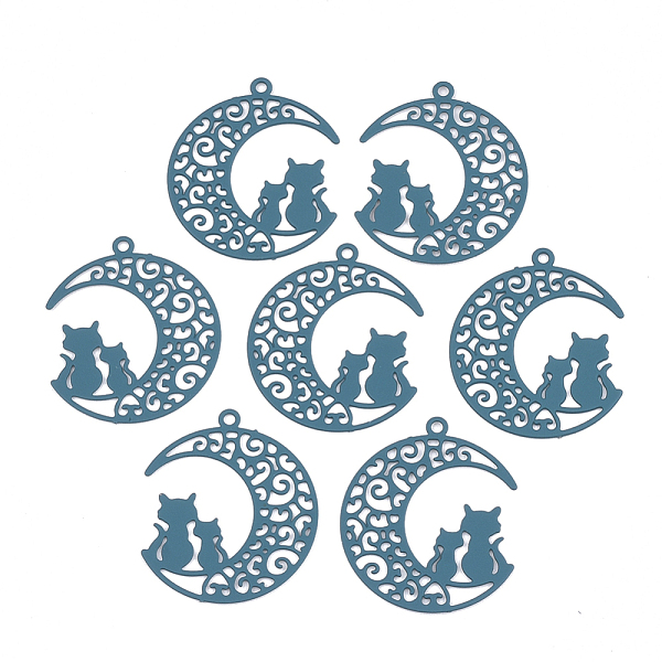 PandaHall 430 Stainless Steel Kitten Pendants, Spray Painted, Etched Metal Embellishments, Crescent Moon with Couple Cat Shape, Cadet Blue...
PandaHall 430 Stainless Steel Kitten Pendants, Spray Painted, Etched Metal Embellishments, Crescent Moon with Couple Cat Shape, Cadet Blue...