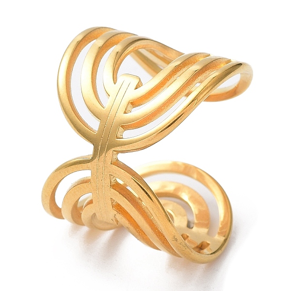 PandaHall Ion Plating(IP) 304 Stainless Steel Hollow Open Cuff Rings, Golden, 17.5mm, Inner Diameter: 17.8mm 304 Stainless Steel Ring
PandaHall Ion Plating(IP) 304 Stainless Steel Hollow Open Cuff Rings, Golden, 17.5mm, Inner Diameter: 17.8mm 304 Stainless Steel Ring