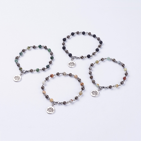 PandaHall Natural Gemstone Anklets, with 304 Stainless Steel Lobster Claw Clasps and Tibetan Style Pendants, Lotus, 8-7/8 inch(225mm) Mixed..., Multicolor
PandaHall Natural Gemstone Anklets, with 304 Stainless Steel Lobster Claw Clasps and Tibetan Style Pendants, Lotus, 8-7/8 inch(225mm) Mixed..., Multicolor