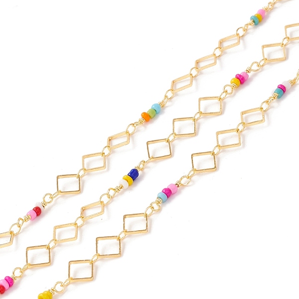 PandaHall Handmade Brass Link Chains, with Glass Seed Beads, Rhombus, Long-Lasting Plated, Soldered, with Spool, Lead Free & Cadmium Free...
PandaHall Handmade Brass Link Chains, with Glass Seed Beads, Rhombus, Long-Lasting Plated, Soldered, with Spool, Lead Free & Cadmium Free...