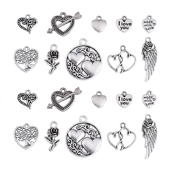 PandaHall 100pcs 10 Style Tibetan Style Alloy Charms, Lead Free & Cadmium Free, for Valentine's Day, Heart & Rose & Wings & Flat Round...
PandaHall 100pcs 10 Style Tibetan Style Alloy Charms, Lead Free & Cadmium Free, for Valentine's Day, Heart & Rose & Wings & Flat Round...