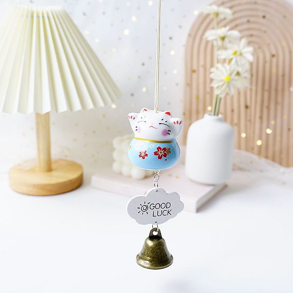 PandaHall Porcelain Maneki Neko Hanging Wind Chimes Decor, Feng Shui Lucky Cat for Car Interiors Bell Hanging Ornaments, Light Sky Blue...
PandaHall Porcelain Maneki Neko Hanging Wind Chimes Decor, Feng Shui Lucky Cat for Car Interiors Bell Hanging Ornaments, Light Sky Blue...