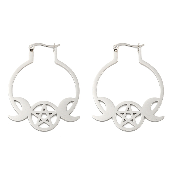 PandaHall 304 Stainless Steel Hoop Earrings for Women, Star with Moon, Stainless Steel Color, 46.5x35mm 304 Stainless Steel Star
PandaHall 304 Stainless Steel Hoop Earrings for Women, Star with Moon, Stainless Steel Color, 46.5x35mm 304 Stainless Steel Star