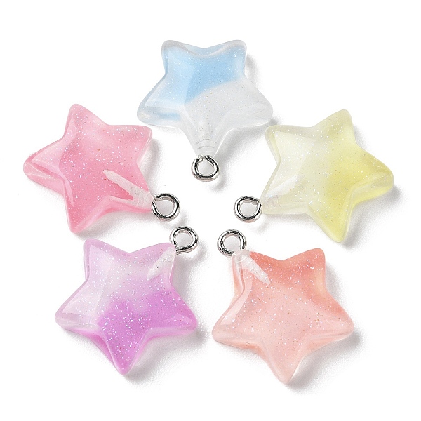 PandaHall Gradient Color Transparent Resin Pendants, Glitter Star Charms with Platinum Plated Iron Loops, Mixed Color, 21x18x6mm, Hole: 2mm..., Multicolor
PandaHall Gradient Color Transparent Resin Pendants, Glitter Star Charms with Platinum Plated Iron Loops, Mixed Color, 21x18x6mm, Hole: 2mm..., Multicolor