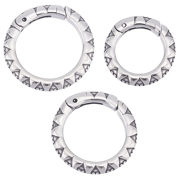 PandaHall Unicraftale 3Pcs 3 Sizes Tibetan Style 304 Stainless Steel Spring Gate Rings, Textured O Rings, Ion Plating (IP), Antique Silver...
PandaHall Unicraftale 3Pcs 3 Sizes Tibetan Style 304 Stainless Steel Spring Gate Rings, Textured O Rings, Ion Plating (IP), Antique Silver...