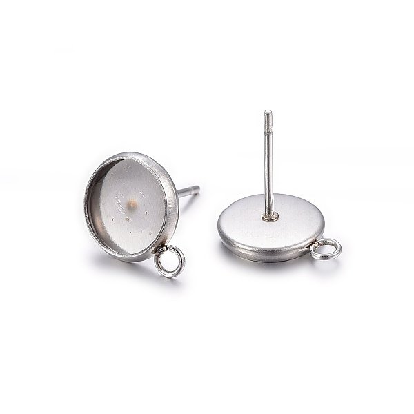 PandaHall 304 Stainless Steel Stud Earring Settings, with Loop, Flat Round, Stainless Steel Color, Tray: 6mm, 12x8x1.5mm, Hole: 1.8mm, Pin...
PandaHall 304 Stainless Steel Stud Earring Settings, with Loop, Flat Round, Stainless Steel Color, Tray: 6mm, 12x8x1.5mm, Hole: 1.8mm, Pin...