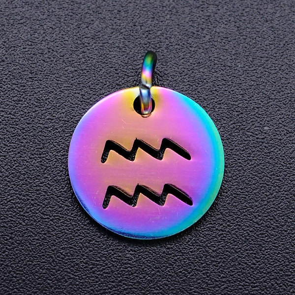 PandaHall Rainbow Color Ion Plating(IP) 201 Stainless Steel Charms, with Jump Rings, Flat Round with Constellation/Zodiac Sign, Aquarius...
PandaHall Rainbow Color Ion Plating(IP) 201 Stainless Steel Charms, with Jump Rings, Flat Round with Constellation/Zodiac Sign, Aquarius...