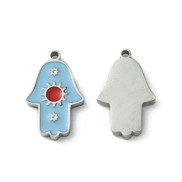 PandaHall 304 Stainless Steel Manual Polishing Charms, with Enamel, Hamsa Hand/Hand of Miriam with Sun, Stainless Steel Color, 12x7.5x1.5mm...
PandaHall 304 Stainless Steel Manual Polishing Charms, with Enamel, Hamsa Hand/Hand of Miriam with Sun, Stainless Steel Color, 12x7.5x1.5mm...
