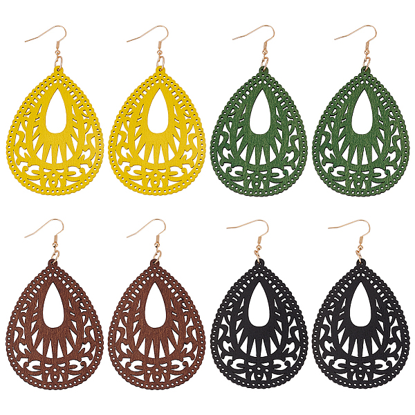 PandaHall ANATTASOUL 4 Pairs 4Colors Wood Dangle Earrings for Women, Hollow Teardrop, Mixed Color, 92x49mm, 1 Pair/color Wood Teardrop..., Multicolor
PandaHall ANATTASOUL 4 Pairs 4Colors Wood Dangle Earrings for Women, Hollow Teardrop, Mixed Color, 92x49mm, 1 Pair/color Wood Teardrop..., Multicolor