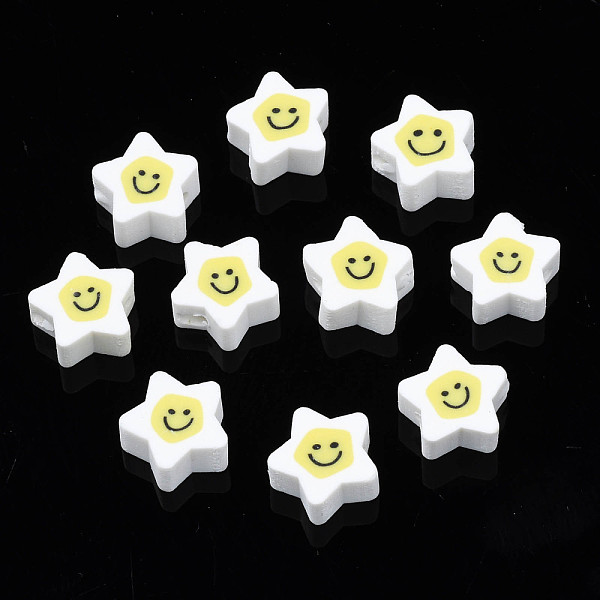PandaHall Handmade Polymer Clay Beads, Star with Smiling Face, White, 7.5~9x8.5~9x3.5~4mm, Hole: 1.6mm Polymer Clay Star White
PandaHall Handmade Polymer Clay Beads, Star with Smiling Face, White, 7.5~9x8.5~9x3.5~4mm, Hole: 1.6mm Polymer Clay Star White
