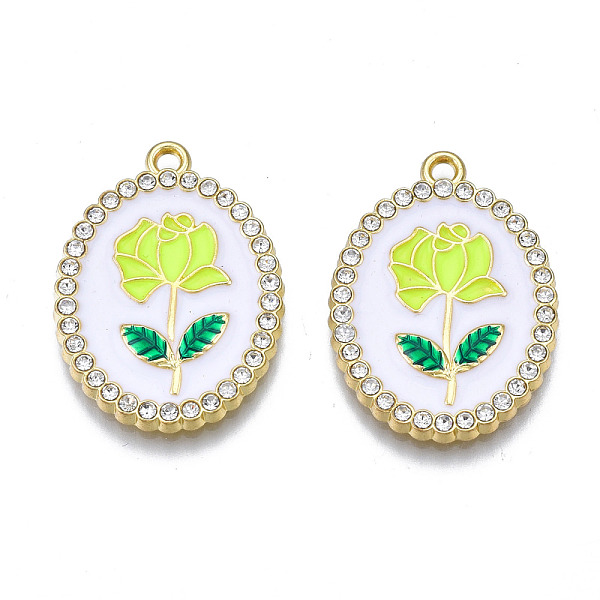 PandaHall Rack Plating Alloy Enamel Pendants, with Crystal Rhinestone, Cadmium Free & Nickel Free & Lead Free, Light Gold, Oval with Flower..., Clear
PandaHall Rack Plating Alloy Enamel Pendants, with Crystal Rhinestone, Cadmium Free & Nickel Free & Lead Free, Light Gold, Oval with Flower..., Clear