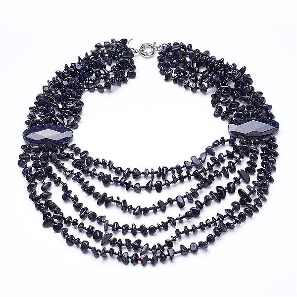 PandaHall Synthetic Blue Goldstone Multi-strand Necklaces, with Brass Spring Ring Clasps, 19.2 inch~20.8 inch Goldstone
PandaHall Synthetic Blue Goldstone Multi-strand Necklaces, with Brass Spring Ring Clasps, 19.2 inch~20.8 inch Goldstone