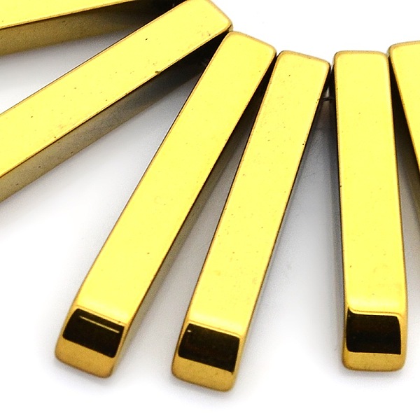 PandaHall Non-magnetic Synthetic Hematite Rectangle Beads, Grade AAA, Golden Plated, 12~29x4x3.5mm, Hole: 1mm, about 13pcs/strand, 2.1 inch...
PandaHall Non-magnetic Synthetic Hematite Rectangle Beads, Grade AAA, Golden Plated, 12~29x4x3.5mm, Hole: 1mm, about 13pcs/strand, 2.1 inch...