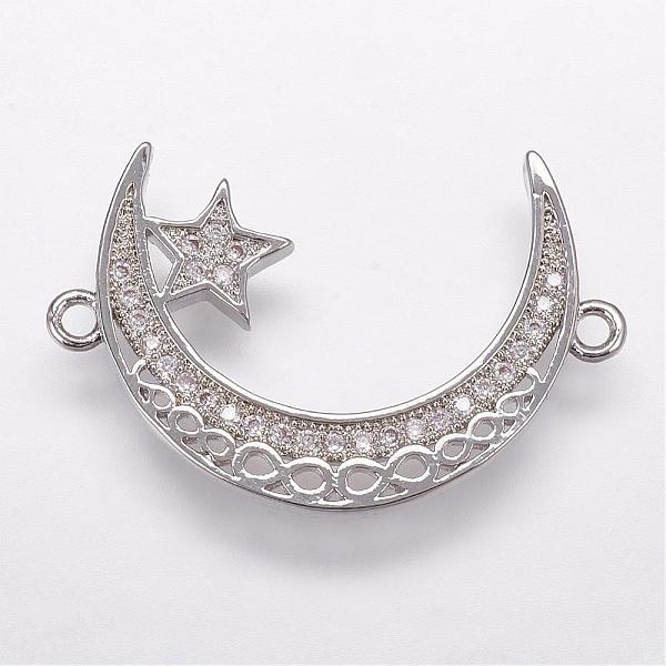 PandaHall Brass Micro Pave Cubic Zirconia Links, Moon and Star, Platinum, 18x27x2mm, Hole: 1mm Brass+Cubic Zirconia Moon
PandaHall Brass Micro Pave Cubic Zirconia Links, Moon and Star, Platinum, 18x27x2mm, Hole: 1mm Brass+Cubic Zirconia Moon