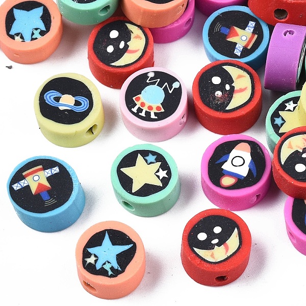 PandaHall Handmade Polymer Clay Beads, Flat Round with Space Theme Pattern, Mixed Color, 9~10x4~5mm, Hole: 1.6mm Polymer Clay Flat Round..., Multicolor
PandaHall Handmade Polymer Clay Beads, Flat Round with Space Theme Pattern, Mixed Color, 9~10x4~5mm, Hole: 1.6mm Polymer Clay Flat Round..., Multicolor