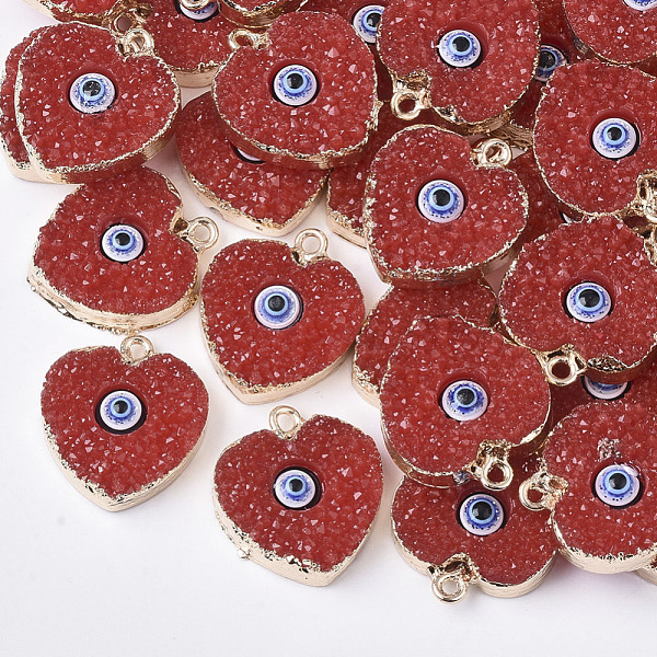 PandaHall Druzy Resin Pendants, with Edge Light Gold Plated Iron Loops, Heart with Eye, Red, 22~23x19x5.5mm, Hole: 1.8mm Iron+Resin Heart...
PandaHall Druzy Resin Pendants, with Edge Light Gold Plated Iron Loops, Heart with Eye, Red, 22~23x19x5.5mm, Hole: 1.8mm Iron+Resin Heart...