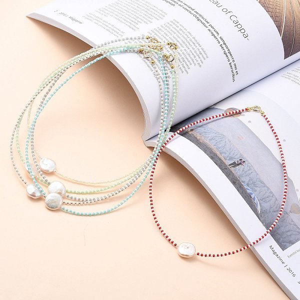 PandaHall TOHO Japanese Seed Beaded Necklaces, with Natural Cultured Freshwater Pearl Beads and Brass Spring Ring Clasps, Mixed Color, 16.14..., Multicolor
PandaHall TOHO Japanese Seed Beaded Necklaces, with Natural Cultured Freshwater Pearl Beads and Brass Spring Ring Clasps, Mixed Color, 16.14..., Multicolor
