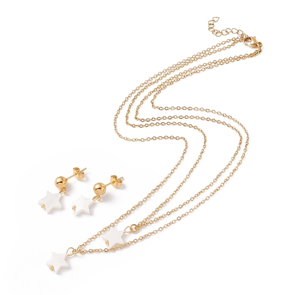 PandaHall Synthetic Shell Star Pendant Double Layer Necklaces and Dangle Stud Earrings, Gold Plated 304 Stainless Steel Jewelry Sets for..., White
PandaHall Synthetic Shell Star Pendant Double Layer Necklaces and Dangle Stud Earrings, Gold Plated 304 Stainless Steel Jewelry Sets for..., White