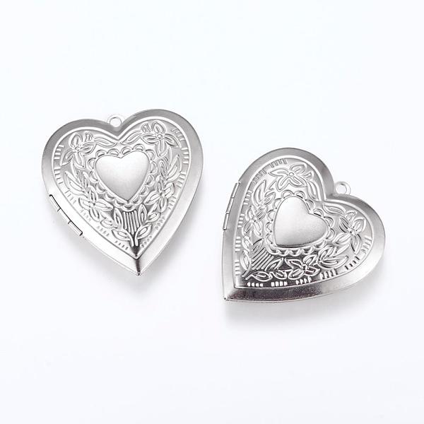 PandaHall 201 Stainless Steel Locket Pendants, Photo Frame Charms for Necklaces, Heart, Stainless Steel Color, 42x40x9mm, Hole: 2mm, Inner...
PandaHall 201 Stainless Steel Locket Pendants, Photo Frame Charms for Necklaces, Heart, Stainless Steel Color, 42x40x9mm, Hole: 2mm, Inner...