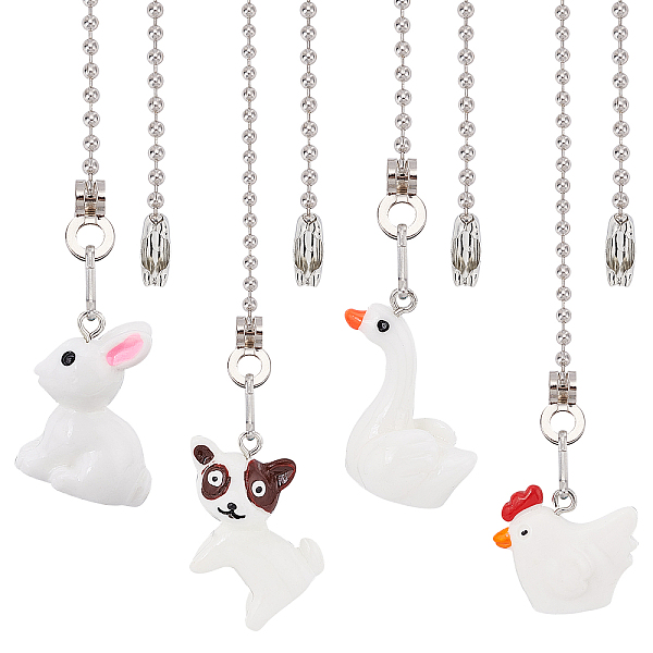 PandaHall 4Pcs Resin Ceiling Fan Pull Chain Extenders, Aminal Pendant Decoration, with Iron Ball Chains, Bead Tips, Platinum, 343~356x2.4mm..., White
PandaHall 4Pcs Resin Ceiling Fan Pull Chain Extenders, Aminal Pendant Decoration, with Iron Ball Chains, Bead Tips, Platinum, 343~356x2.4mm..., White