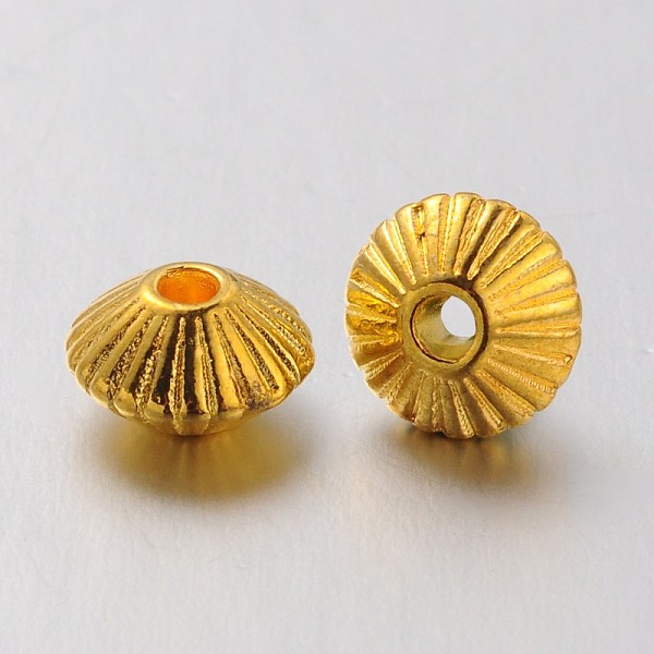 PandaHall Tibetan Style Alloy Spacer Beads, Cadmium Free & Nickel Free & Lead Free, Bicone, Golden, 7.5x4.6mm, Hole: 1mm Alloy Bicone
PandaHall Tibetan Style Alloy Spacer Beads, Cadmium Free & Nickel Free & Lead Free, Bicone, Golden, 7.5x4.6mm, Hole: 1mm Alloy Bicone