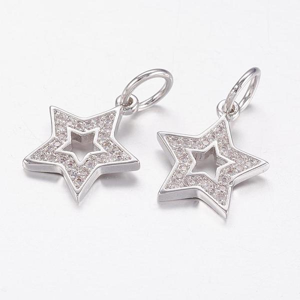 PandaHall Brass Micro Pave Cubic Zirconia Pendants, Star, Real Platinum Plated, 16x14x2mm, Hole: 5mm Brass+Cubic Zirconia Star
PandaHall Brass Micro Pave Cubic Zirconia Pendants, Star, Real Platinum Plated, 16x14x2mm, Hole: 5mm Brass+Cubic Zirconia Star