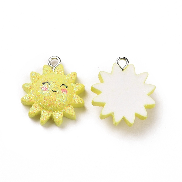 PandaHall Opaque Resin Pendants, Sun Charm, with Glitter Powder and Platinum Tone Iron Loops, Yellow, Sun Pattern, 21x18.5x7mm, Hole: 1.8mm...
PandaHall Opaque Resin Pendants, Sun Charm, with Glitter Powder and Platinum Tone Iron Loops, Yellow, Sun Pattern, 21x18.5x7mm, Hole: 1.8mm...