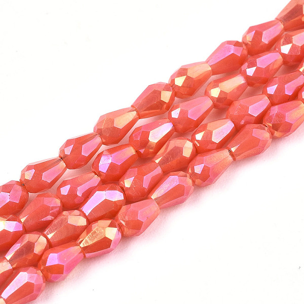 PandaHall Electroplate Glass Beads Strands, AB Color Plated, Faceted Teardrop, Tomato, 4x3mm, Hole: 0.7mm, about 98~99pcs/strand..., Red
PandaHall Electroplate Glass Beads Strands, AB Color Plated, Faceted Teardrop, Tomato, 4x3mm, Hole: 0.7mm, about 98~99pcs/strand..., Red