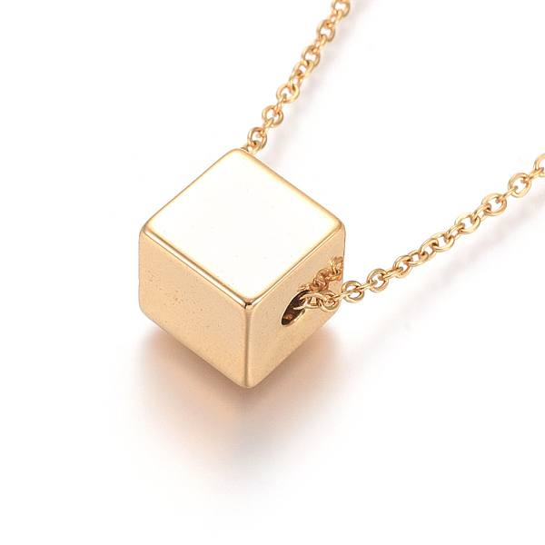 PandaHall 304 Stainless Steel Pendant Necklaces, with Cable Chains and Lobster Claw Clasps, Cube, Golden, 17.6 inch(44.8cm), 1.5mm 304...
PandaHall 304 Stainless Steel Pendant Necklaces, with Cable Chains and Lobster Claw Clasps, Cube, Golden, 17.6 inch(44.8cm), 1.5mm 304...