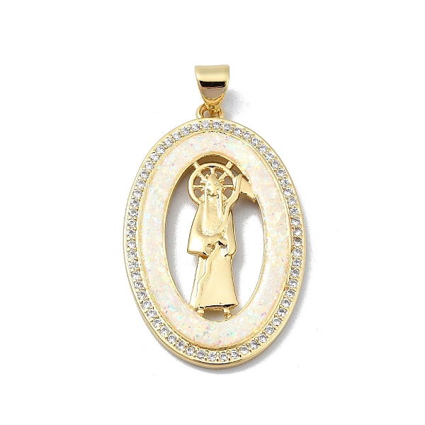 PandaHall Brass Micro Pave Clear Cubic Zirconia Pendants, with Sythetic Opal, Oval with Saint Charms, Real 18K Gold Plated, 32.5x20.5x2.5mm...
PandaHall Brass Micro Pave Clear Cubic Zirconia Pendants, with Sythetic Opal, Oval with Saint Charms, Real 18K Gold Plated, 32.5x20.5x2.5mm...