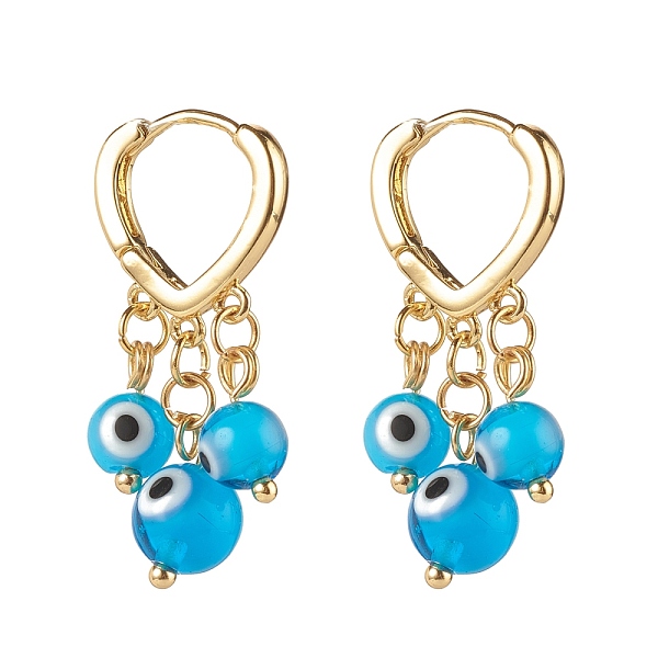 PandaHall Evil Eye Lampwork Round Beads Dangle Hoop Earrings, Brass Heart Earrings for Girl Women, Golden, Deep Sky Blue, 31x15mm, Pin: 1mm...
PandaHall Evil Eye Lampwork Round Beads Dangle Hoop Earrings, Brass Heart Earrings for Girl Women, Golden, Deep Sky Blue, 31x15mm, Pin: 1mm...
