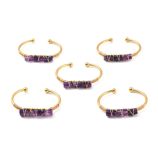 PandaHall Natural Amethyst Triple Column Beaded Open Cuff Bangle, Wire Wrape Brass Jewelry for Women, Golden, Inner Diameter: 2-1/8 inch...
PandaHall Natural Amethyst Triple Column Beaded Open Cuff Bangle, Wire Wrape Brass Jewelry for Women, Golden, Inner Diameter: 2-1/8 inch...