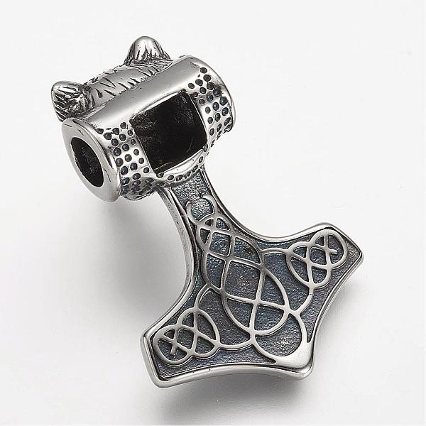 PandaHall 304 Stainless Steel Pendants, Thor's Hammer with Tiger, Antique Silver, 43x30x19.5mm, Hole: 6mm 304 Stainless Steel Tool
PandaHall 304 Stainless Steel Pendants, Thor's Hammer with Tiger, Antique Silver, 43x30x19.5mm, Hole: 6mm 304 Stainless Steel Tool