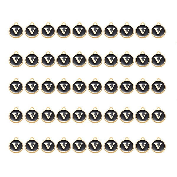 PandaHall Golden Plated Alloy Charms, with Enamel, Enamelled Sequins, Flat Round, Black, Letter.V, 14x12x2mm, Hole: 1.5mm, 50pcs/Box...
PandaHall Golden Plated Alloy Charms, with Enamel, Enamelled Sequins, Flat Round, Black, Letter.V, 14x12x2mm, Hole: 1.5mm, 50pcs/Box...