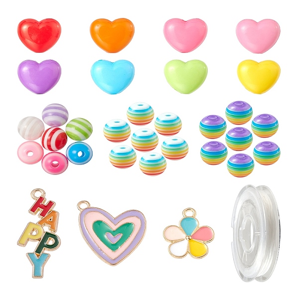 PandaHall DIY Cute Colorful Beads Bracelet Making Kits, Including Stripe Resin Beads, Heart Opaque Acrylic Beads, Elastic Thread and Alloy..., Multicolor
PandaHall DIY Cute Colorful Beads Bracelet Making Kits, Including Stripe Resin Beads, Heart Opaque Acrylic Beads, Elastic Thread and Alloy..., Multicolor
