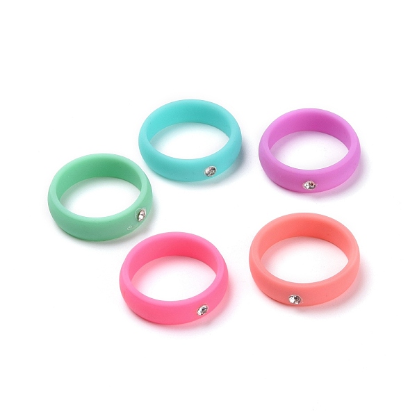 PandaHall Silicone Finger Rings, with Rhinestone, Mixed Color, US Size 6, Inner Diameter: 17mm, 5pcs/bag Plastic Multicolor
PandaHall Silicone Finger Rings, with Rhinestone, Mixed Color, US Size 6, Inner Diameter: 17mm, 5pcs/bag Plastic Multicolor