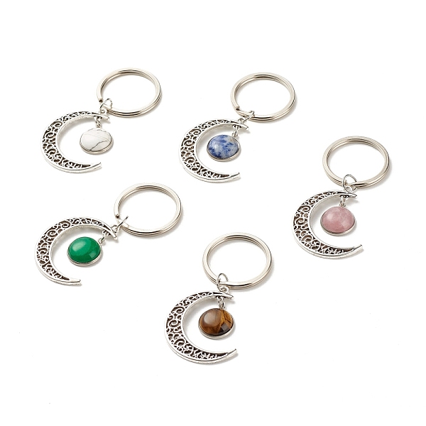 PandaHall Natural Mixed Gemstone Cabochons Keychain, with Alloy Hollow Pendant, 304 Stainless Steel Pendant Cabochon Settings, Moon with...
PandaHall Natural Mixed Gemstone Cabochons Keychain, with Alloy Hollow Pendant, 304 Stainless Steel Pendant Cabochon Settings, Moon with...