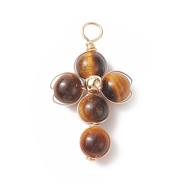 PandaHall Natural Tiger Eye Copper Wire Wrapped Pendants, Religion Cross Charms, with Brass Beads, Light Gold, 29.5~30x16.5~17x6.5~7mm, Hole...
PandaHall Natural Tiger Eye Copper Wire Wrapped Pendants, Religion Cross Charms, with Brass Beads, Light Gold, 29.5~30x16.5~17x6.5~7mm, Hole...