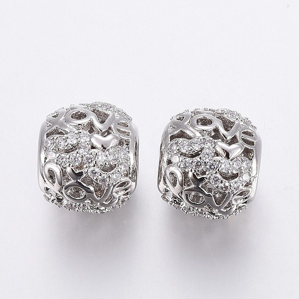 PandaHall Brass Micro Pave Cubic Zirconia European Beads, Large Hole Beads, Hollow, Rondelle with word LOVE, Clear, Platinum, 11x10.5mm...
PandaHall Brass Micro Pave Cubic Zirconia European Beads, Large Hole Beads, Hollow, Rondelle with word LOVE, Clear, Platinum, 11x10.5mm...