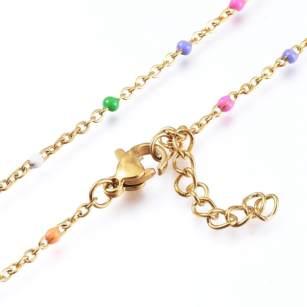 PandaHall 304 Stainless Steel Cable Chain Anklets, with Enamel Links, Golden, Colorful, 9 inch(23cm), 1.5~2mm Stainless Steel
PandaHall 304 Stainless Steel Cable Chain Anklets, with Enamel Links, Golden, Colorful, 9 inch(23cm), 1.5~2mm Stainless Steel