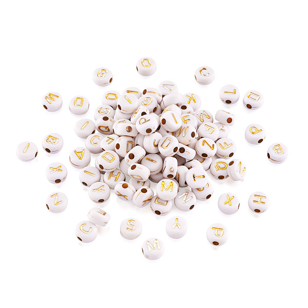 PandaHall Plating Metal Enlaced Acrylic Beads, Flat Round with Golden Plated Letter, White, 7x4mm, Hole: 1.8mm, 1000pcs/bag Acrylic Flat...
PandaHall Plating Metal Enlaced Acrylic Beads, Flat Round with Golden Plated Letter, White, 7x4mm, Hole: 1.8mm, 1000pcs/bag Acrylic Flat...