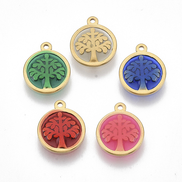 PandaHall 201 Stainless Steel Pendants, with Epoxy Resin, Flat Round with Tree of Life, Golden, Mixed Color, 7x10x1.5mm, Hole: 1mm Stainless..., Multicolor
PandaHall 201 Stainless Steel Pendants, with Epoxy Resin, Flat Round with Tree of Life, Golden, Mixed Color, 7x10x1.5mm, Hole: 1mm Stainless..., Multicolor