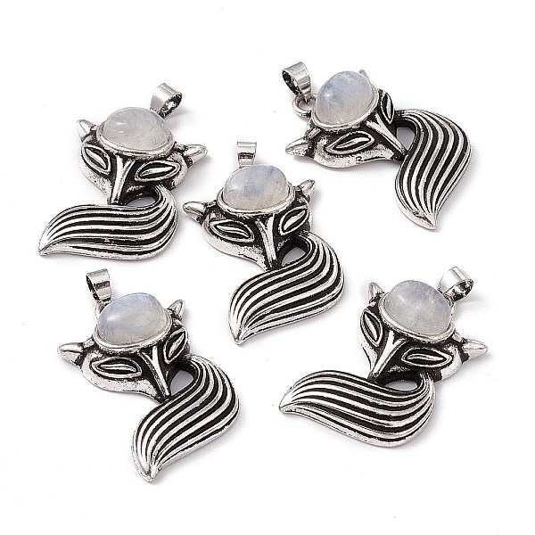 PandaHall Natural Rainbow Moonstone Pendants, Fox Charms, with Antique Silver Color Brass Findings, 29x19x8mm, Hole: 4~5x3.5mm Rainbow...
PandaHall Natural Rainbow Moonstone Pendants, Fox Charms, with Antique Silver Color Brass Findings, 29x19x8mm, Hole: 4~5x3.5mm Rainbow...