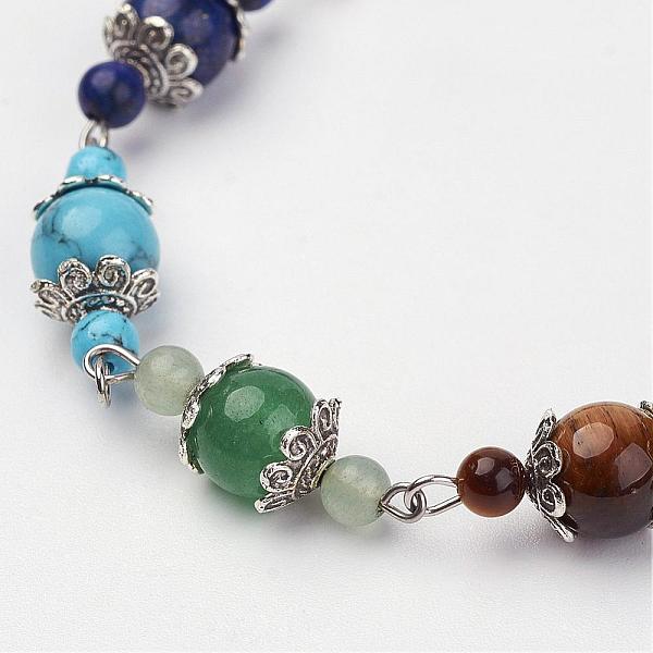 PandaHall Natural & Synthetic Gemstone Beaded Bracelets, with Alloy Bead Caps and Brass Lobster Claw Clasps, Colorful, 7-1/8 inch(180mm)...
PandaHall Natural & Synthetic Gemstone Beaded Bracelets, with Alloy Bead Caps and Brass Lobster Claw Clasps, Colorful, 7-1/8 inch(180mm)...